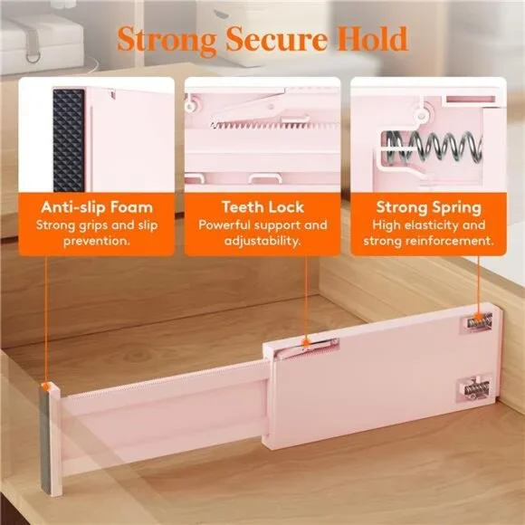 8 Pack Drawer Dividers Adjustable Dresser Drawer 4 High, 11-17